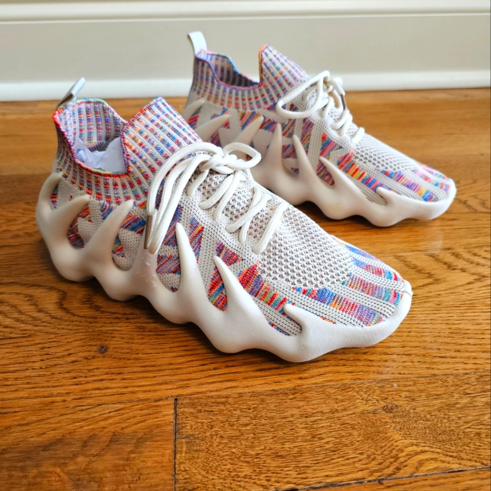 NEW! Liliana Lori-1 Cream Multi Knit Sneaker